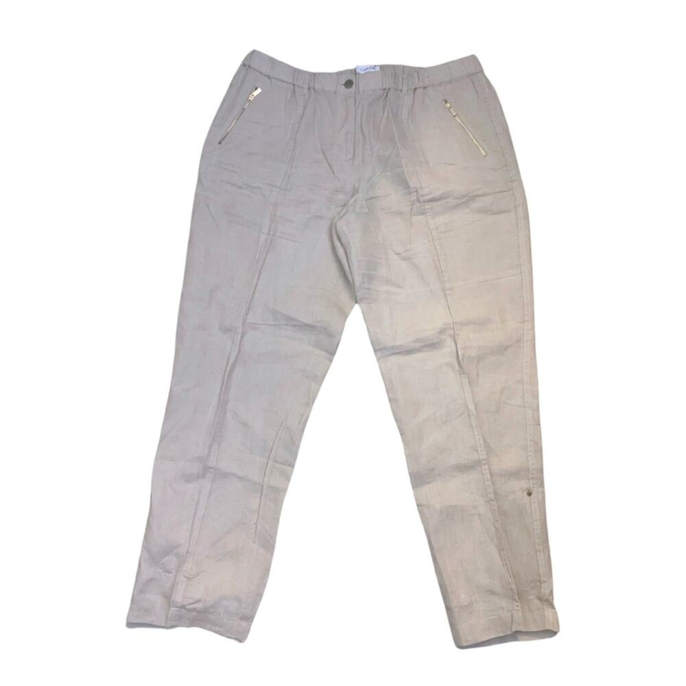 Calvin Klein Beige Khaki Tan Drawstring Linen Pants Size XL Summer Utility